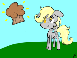 Size: 1024x768 | Tagged: safe, artist:girlbronyandwhoivan, derpy hooves, pegasus, pony, g4, female, mare, muffin, solo