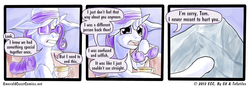 Size: 950x325 | Tagged: safe, artist:tofutiles, rarity, tom, g4, breakup, cargo ship, comic, horsepower, rockcon, sad, ship:raritom, shipping