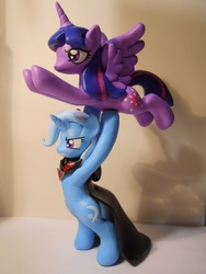 Size: 1536x2048 | Tagged: safe, artist:earthenpony, trixie, twilight sparkle, alicorn, pony, g4, alicorn amulet, fastball special, female, figurine, lesbian, mare, ship:twixie, shipping, twilight sparkle (alicorn)