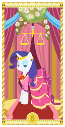 Size: 400x775 | Tagged: safe, artist:janeesper, rarity, g4, clothes, dress, female, gala dress, justice, scale, solo, tarot card