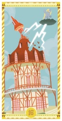 Size: 400x775 | Tagged: safe, artist:janeesper, derpy hooves, pegasus, pony, g4, cloud, cloudy, female, lightning, mare, ponyville town hall, solo, tarot card, the tower, town hall