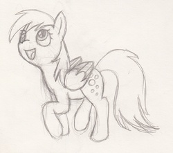 Size: 1553x1375 | Tagged: safe, artist:whimsy-floof, derpy hooves, pegasus, pony, g4, female, mare, monochrome, sketch, solo, traditional art