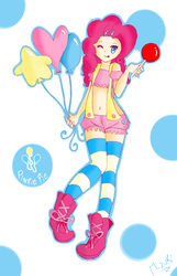 Size: 1800x2800 | Tagged: safe, artist:mizuki4560, pinkie pie, human, g4, balloon, female, humanized, lollipop, solo