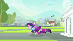Size: 640x360 | Tagged: safe, screencap, spike, twilight sparkle, dog, equestria girls, g4, my little pony equestria girls, animated, humans doing horse things, riding, spike riding twilight, spike the dog