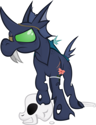 Size: 3416x4453 | Tagged: safe, artist:jittery-the-dragon, oc, oc only, changeling, eyepatch, simple background, skull, solo, transparent background, vector