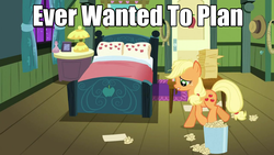 Size: 1280x720 | Tagged: source needed, safe, applejack, apple family reunion, g4, female, horse ebooks, image macro, solo