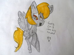 Size: 1024x768 | Tagged: safe, artist:faiththeraichu, derpy hooves, pegasus, pony, g4, female, mare, solo, traditional art