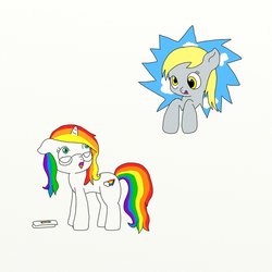 Size: 894x894 | Tagged: safe, artist:rainbowsketches, derpy hooves, oc, pony, unicorn, g4, fourth wall, glasses