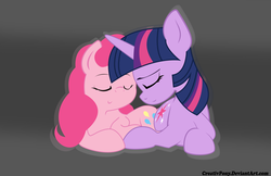 Size: 5100x3300 | Tagged: safe, artist:tivy, pinkie pie, twilight sparkle, g4, duo, eyes closed, female, lesbian, ship:twinkie, shipping