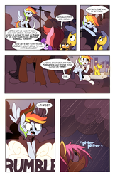 Size: 1320x2040 | Tagged: safe, artist:karzahnii, rainbow dash, scootaloo, g4, comic, rain, tales from ponyville, wet mane