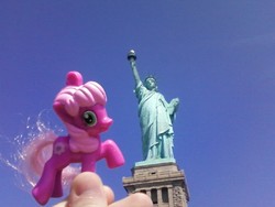 Size: 640x480 | Tagged: safe, artist:theirishbronyx, cheerilee, g4, female, new york, photo, ponies around the world, solo, statue of liberty