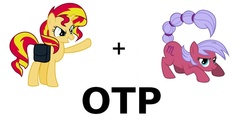 Size: 1024x563 | Tagged: safe, scorpio (g4), sunset shimmer, pony, unicorn, g4, duo, exploitable meme, female, lesbian, mare, otp, ponyscopes, scorpio, ship:scorset, shipping, zodiac