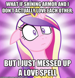 Size: 297x310 | Tagged: safe, artist:ultimateyultimate, princess cadance, shining armor, g4, conspiracy cadance, exploitable meme, female, image macro, meme, solo