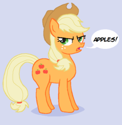 Size: 582x596 | Tagged: safe, artist:spookitty, applejack, g4, female, solo, speech bubble, that pony sure does love apples