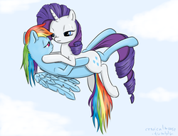 Size: 1280x982 | Tagged: safe, artist:cynicalmoose, rainbow dash, rarity, g4, female, lesbian, ship:raridash, shipping