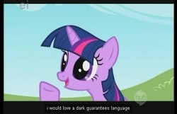 Size: 491x316 | Tagged: safe, screencap, twilight sparkle, g4, female, hub logo, solo, youtube caption