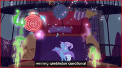 Size: 641x359 | Tagged: safe, screencap, trixie, pony, unicorn, boast busters, g4, female, mare, solo, text, wimbledon, youtube caption