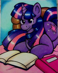 Size: 800x998 | Tagged: safe, artist:toastylynx, twilight sparkle, g4, book, female, solo, traditional art