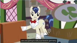 Size: 641x358 | Tagged: safe, screencap, horte cuisine, savoir fare, g4, my little pony: friendship is magic, the ticket master, germany, male, solo, youtube caption