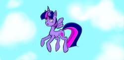 Size: 1366x664 | Tagged: safe, artist:girlbronyandwhoivan, twilight sparkle, alicorn, pony, g4, female, mare, sky, solo, twilight sparkle (alicorn)