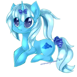 Size: 600x600 | Tagged: safe, artist:aquagalaxy, oc, oc only, pony, unicorn, bow, solo, tail bow