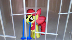 Size: 1024x576 | Tagged: safe, artist:alerkina2, edit, apple bloom, g4, 1000 hours in ms paint, bad edit, crying, female, homeless, jail, ms paint, ocular gushers, quality, sad, save apple bloom, solo