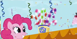 Size: 645x329 | Tagged: safe, screencap, pinkie pie, g4, the ticket master, female, solo, unnecessary censorship