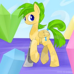 Size: 894x894 | Tagged: safe, artist:erthilo, oc, oc only, oc:gold star, crystal pony, cyborg, pegasus, pony, solo, wings