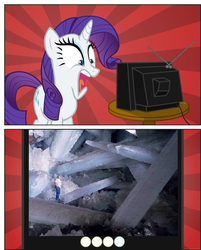 Size: 475x590 | Tagged: safe, rarity, human, g4, cave, crystal, exploitable meme, meme, shocked, tv meme