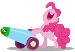 Size: 1312x919 | Tagged: safe, edit, pinkie pie, g4, fooby the kamikaze watermelon, party cannon, simple background, the demented cartoon movie, transparent background, vector