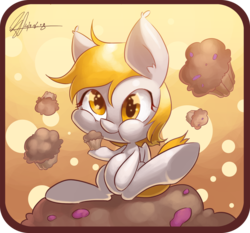 Size: 3477x3239 | Tagged: safe, artist:jggjqm522, derpy hooves, pegasus, pony, g4, chibi, female, mare, muffin, solo