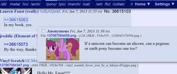 Size: 1663x700 | Tagged: safe, berry punch, berryshine, alicorn, earth pony, pegasus, pony, unicorn, g4, faust on ponychan, lauren faust, ponychan, ponychan screencap, word of faust