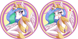 Size: 2000x1000 | Tagged: safe, artist:skykain, princess celestia, g4, bedroom eyes, blushing, circle, female, heart, licking lips, tongue out