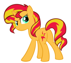 Size: 2656x2358 | Tagged: safe, artist:musical-medic, sunset shimmer, pony, unicorn, female, looking back, plot, simple background, smiling, solo, transparent background, vector