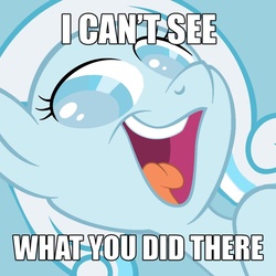 Size: 900x900 | Tagged: safe, oc, oc only, oc:snowdrop, pegasus, pony, blind, blind joke, caption, female, filly, i see what you did there, image macro, meme, reaction image, smeel, solo, we are going to hell