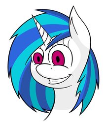 Size: 824x969 | Tagged: safe, artist:mooniearts, dj pon-3, vinyl scratch, g4, face, female, portrait, simple background, slasher smile, solo