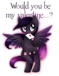 Size: 700x900 | Tagged: safe, artist:vantardise, oc, oc only, pegasus, pony, letter, mouth hold, solo, valentine