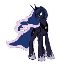 Size: 1005x1053 | Tagged: safe, artist:spacehunt, princess luna, alicorn, pony, g4, angry, female, simple background, sketch, solo