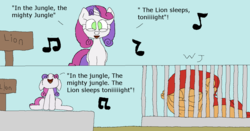 Size: 1218x640 | Tagged: safe, artist:wolfjava, sweetie belle, big cat, lion, g4, comic