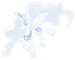 Size: 1600x1295 | Tagged: safe, artist:agletka, princess luna, g4, female, monochrome, solo