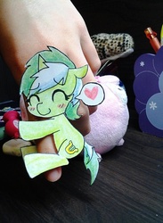 Size: 694x950 | Tagged: safe, artist:danadyu, lyra heartstrings, g4, hand, heart, jumped-out-pinkieanswers, paper child