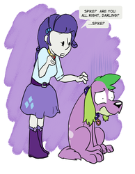 Size: 720x926 | Tagged: safe, rarity, spike, dog, equestria girls, g4, askspikeandrarity, female, male, ship:sparity, shipping, spike the dog, straight