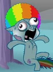 Size: 200x270 | Tagged: safe, artist:hotdiggedydemon, rainbow dash, pony, .mov, swag.mov, g4, female, nipples, nudity, screaming, solo