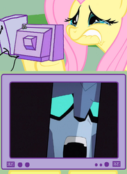 Size: 563x771 | Tagged: safe, fluttershy, pony, g4, blurr, exploitable meme, female, fluttercry, implied death, mare, transformers, transformers animated, tv meme