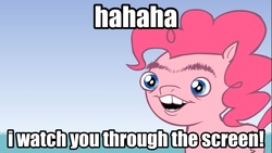 Size: 1366x768 | Tagged: safe, pinkie pie, apple.mov, g4, female, image macro, solo