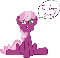 Size: 1280x1238 | Tagged: dead source, safe, artist:kryptchild, cheerilee, g4, bronybait, cheeribetes, chocolate with nuts, cute, female, happy, heartwarming, i love you, looking up, love, sitting, solo, speech bubble, spongebob squarepants