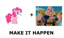 Size: 1337x796 | Tagged: safe, pinkie pie, g4, dragon ball, dragonball z abridged, exploitable meme, make it happen, meme, meta, poké ball, pokémon