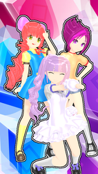 Size: 408x720 | Tagged: safe, artist:rinxneruxd, apple bloom, scootaloo, sweetie belle, human, g4, ciutie mark crusaders, humanized, mmd