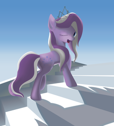 Size: 10798x11961 | Tagged: safe, artist:midwestbrony, diamond tiara, g4, absurd resolution, stairs, vector, wink