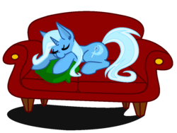 Size: 1000x750 | Tagged: dead source, safe, artist:alexcreations, trixie, pony, unicorn, g4, couch, female, mare, pillow, sleeping, solo